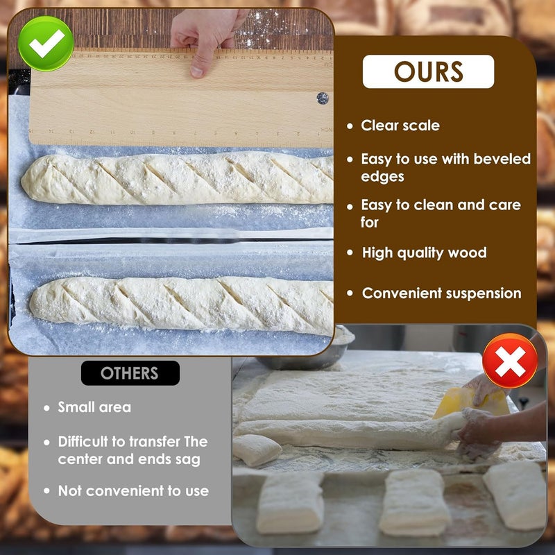LAINIUTE Premium Oversized Beech Wood Flipping Board for Baking of French Breads, Loaves and Ciabatta, Keep Dough in Shape - Image 5